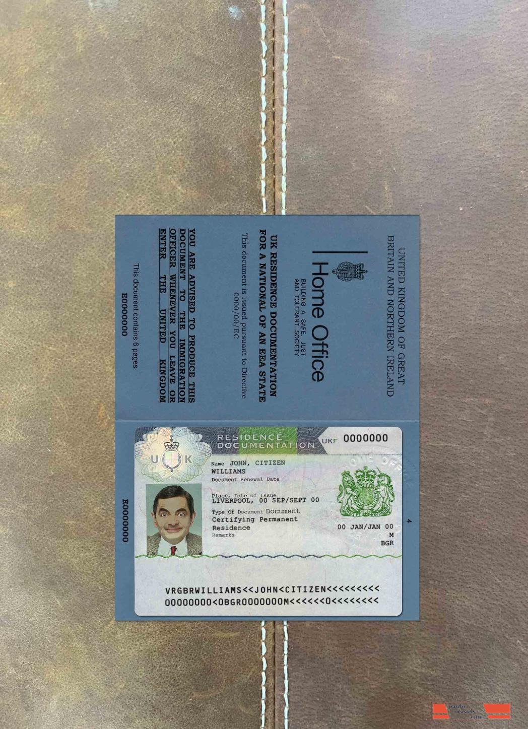 United Kingdom residence documentation 2 PSD templates (also with passport look) photolook PSD template